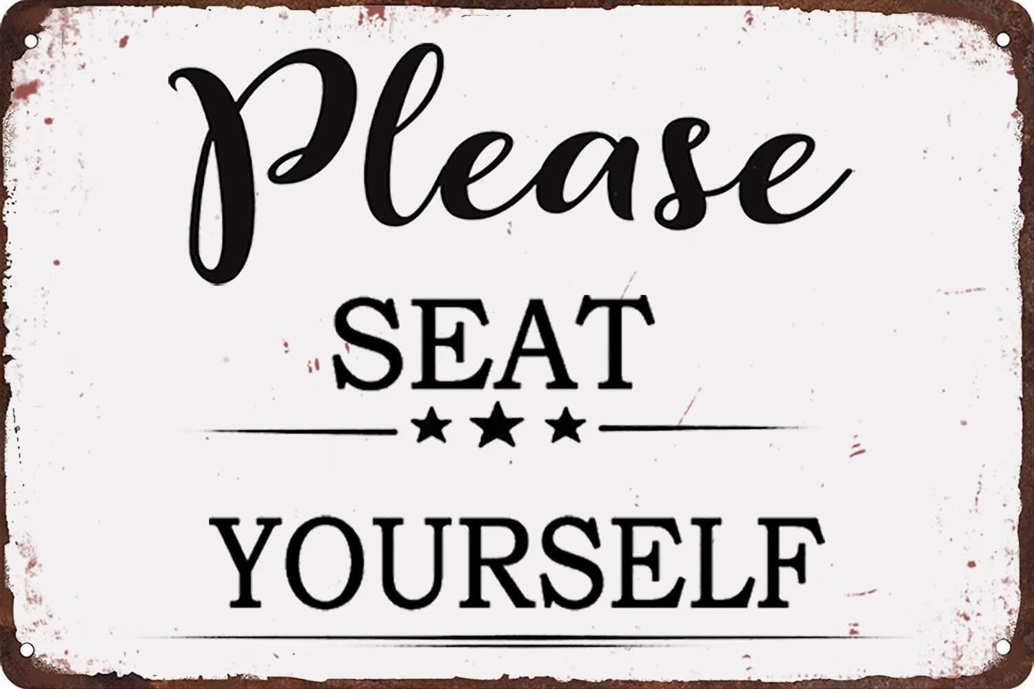 SMAZDFXX Please Seat Yourself Vintage Metal Sign Funny Bathroom Wall Decor Sign Restaurant Toilet Plaques Signs Rustic Farmhouse Hotel Cafes Bar Club Office Accessories 8"x12"