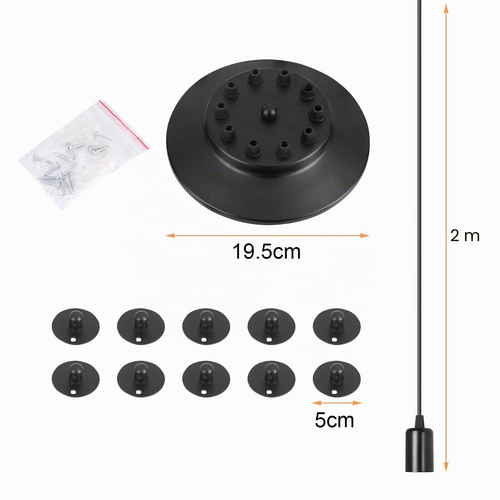 Ejoyous Araña de araña DIY Lámpara de techo Cabeza Lámpara Colgante Soporte Retro Industry Ceiling Light Comedor Dormitorio Salón Comedor Hotel Decoración (10 Cabezas)