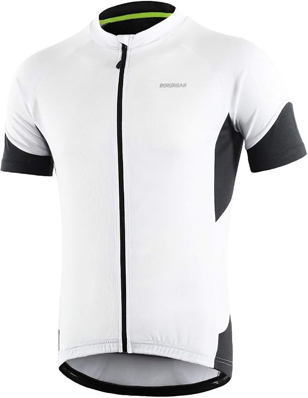 BERGRISAR Camiseta de Ciclismo de Manga Corta para Hombre, 3+1 Bolsillos con Cremallera
