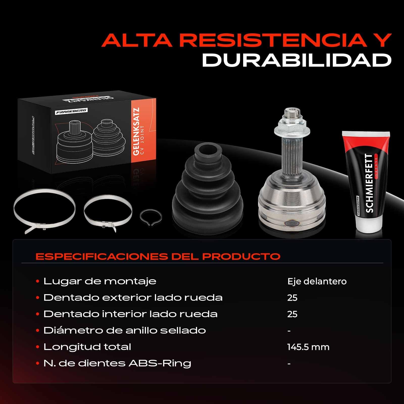 Frankberg Juego de articulación Arbol de transmisión Parte delantera izquierda Derecha Compatible con Escort V AAL ABL Escort VI AAL ABL GAL Orion III GAL Replace# 1079587
