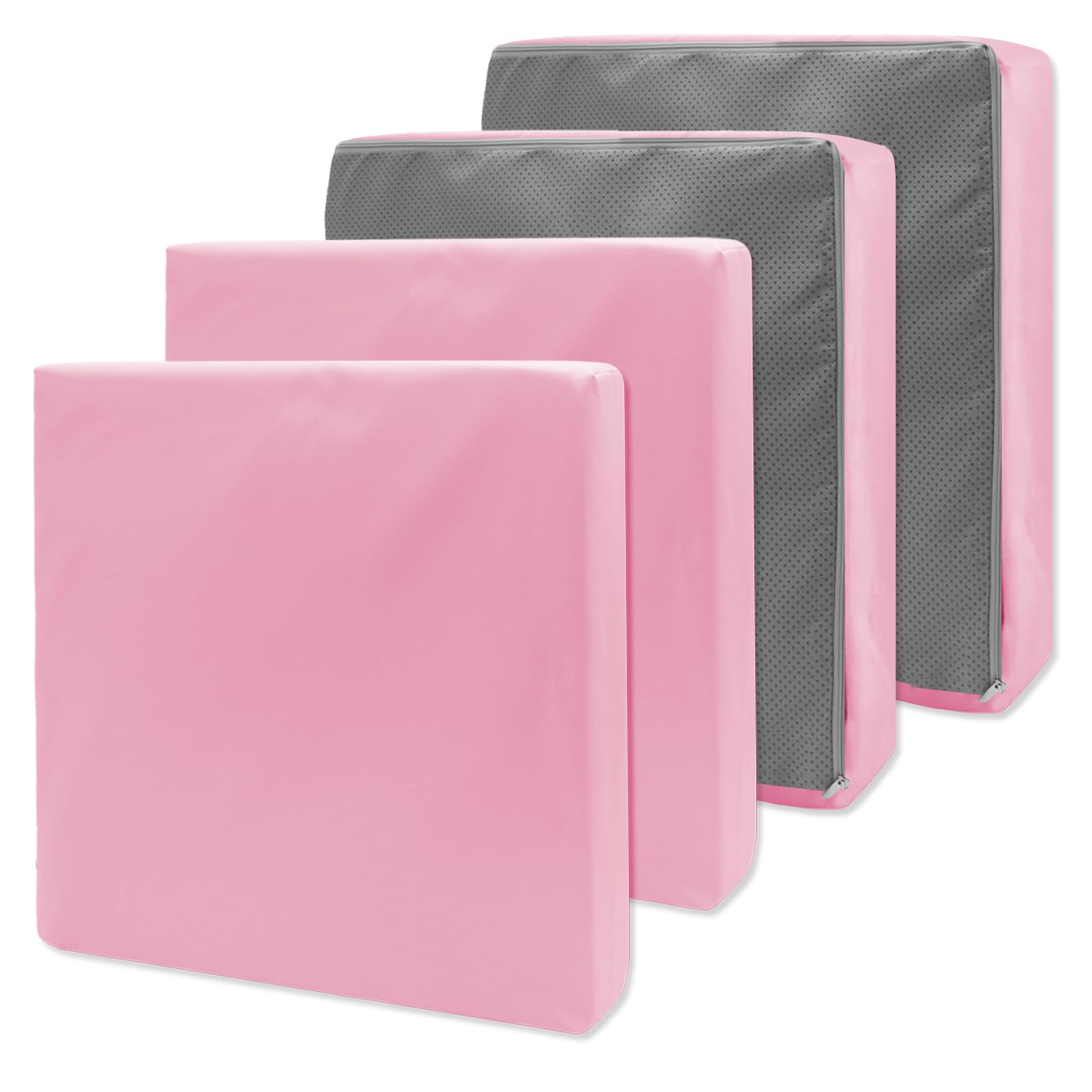 Heavyoff Patio Seat Cushion Cover Replacement, Waterproof Outdoor Cushion Covers for Patio Furniture Anti-Slip Seat Slicovers for Garden Wicker Chair, 4 Pack, 24