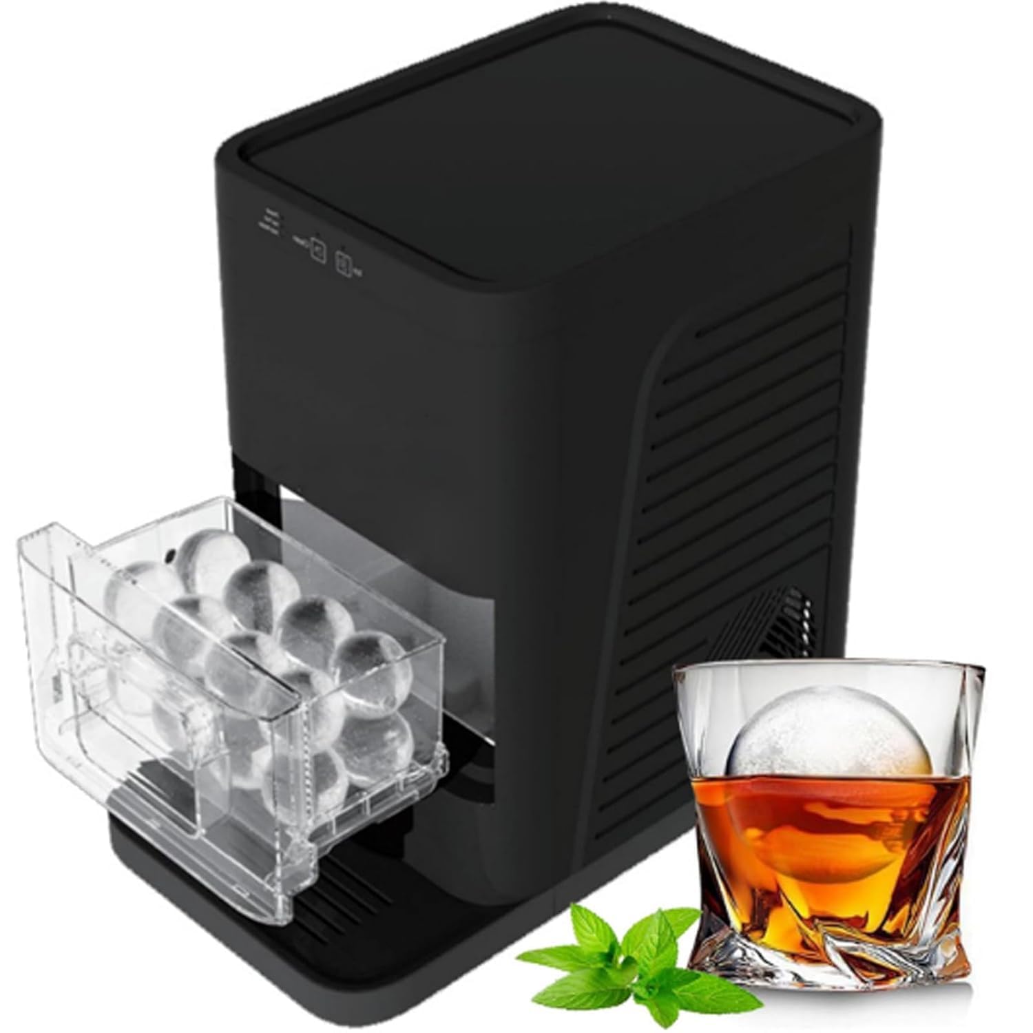 BOOZXCV Ice Ball Maker - 2 Inch Clear Sphere Ice Machine with 1.2L Water Tank, Makes 2 Ice Balls in 55 Mins, Self-Cleaning for Home or Bar Use