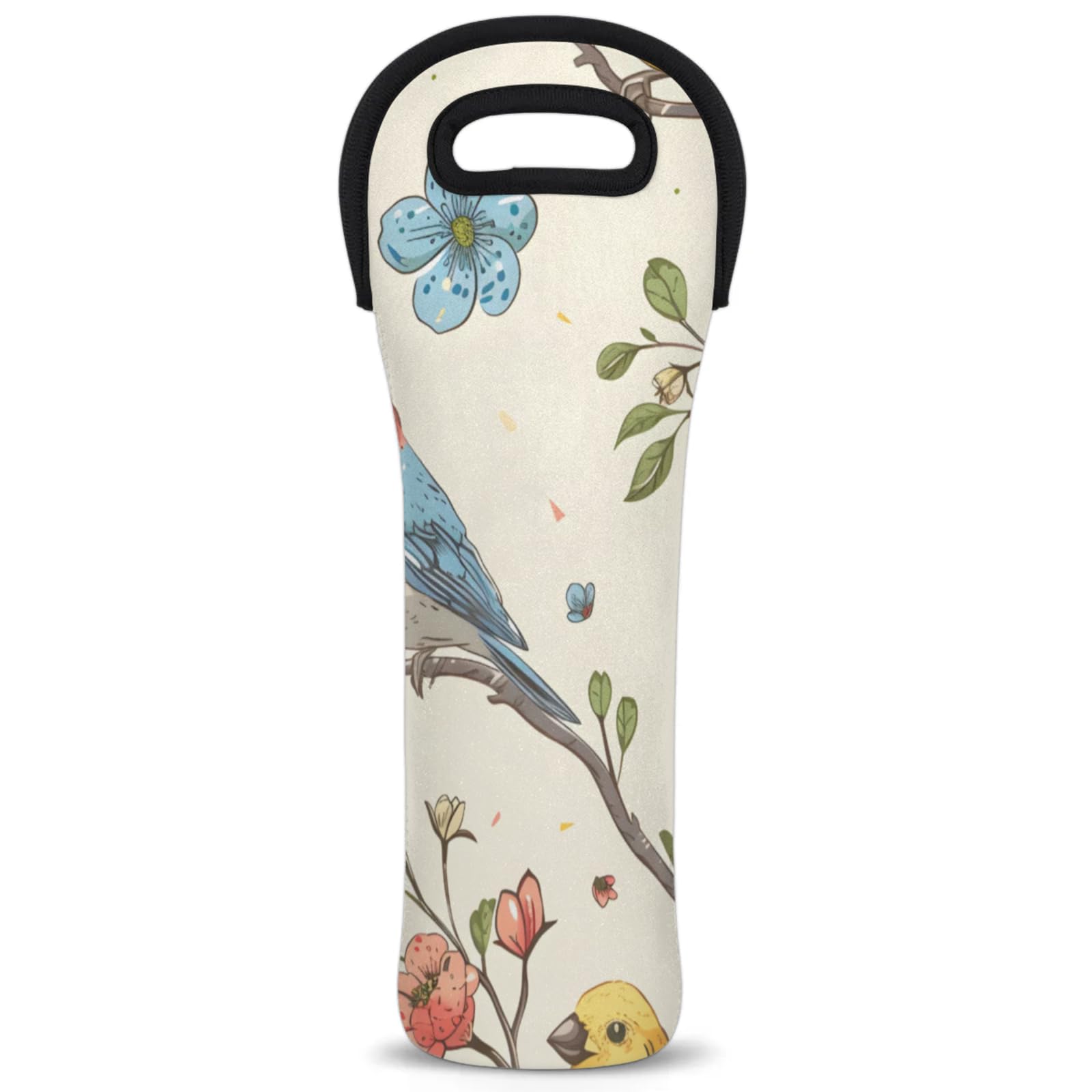 Neoprene Wine Tote Carrier Bag for Wine,Water, Champagne, Beer, Baby Bottles 15.6 x 5.1 Inches, Protective Wine Bag,Bird