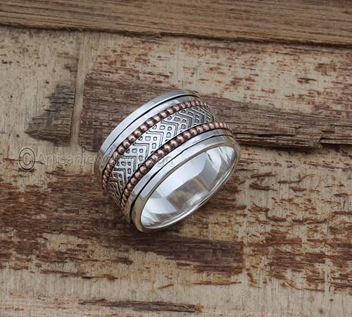 Miniatura 3 de 925 Sterling Silver Ring, Bohemian Silver Ring, Statement Silver Ring, Spinner Band Rings, Antique Silver Ring, Minimalist Ring Women, Fidget