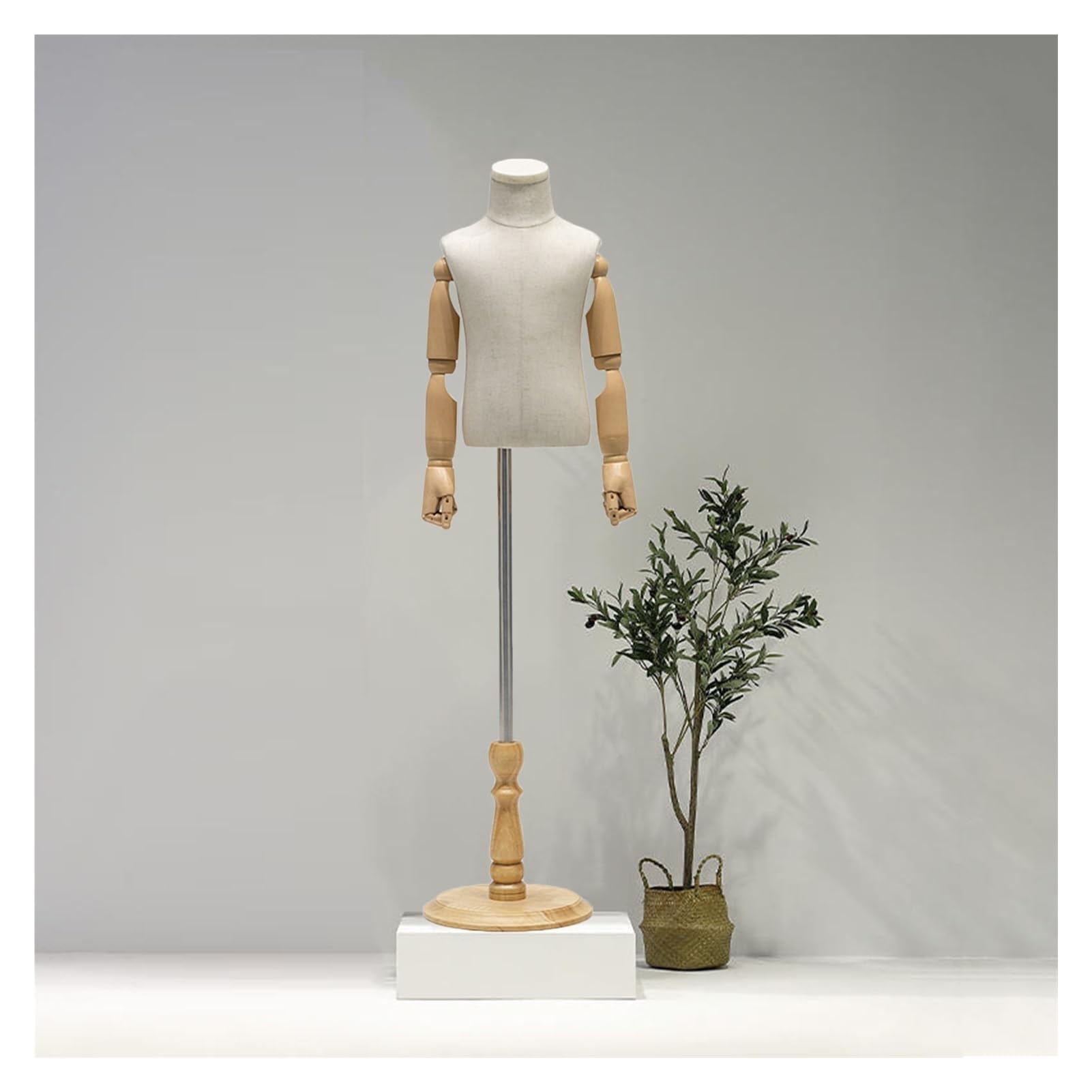 Mannequin de Couture pour Enfants, Buste Ajustable pour Filles et garçons, avec Base Circulaire en Bois pour vêtements, Foulards et vitrines (réf. 80# A).