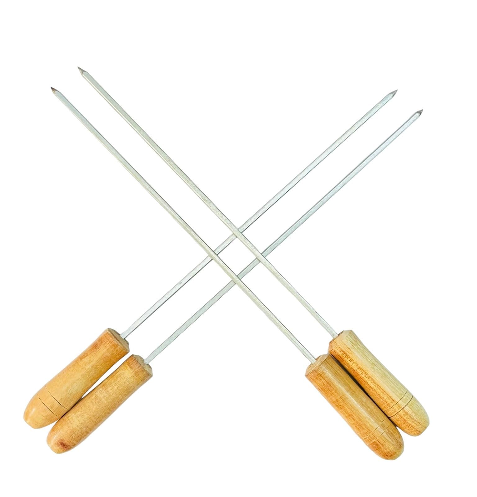 NE GRILLS 17" Wooden Handle Stainless Steel BBQ Skewers - Reusable Barbecue Grilling Accessories for Kebabs, Seekh Kebabs, and Grilling Sticks | Pack of 4 (B0D4Z8X691) Amazon Price History, Amazon Price Tracker