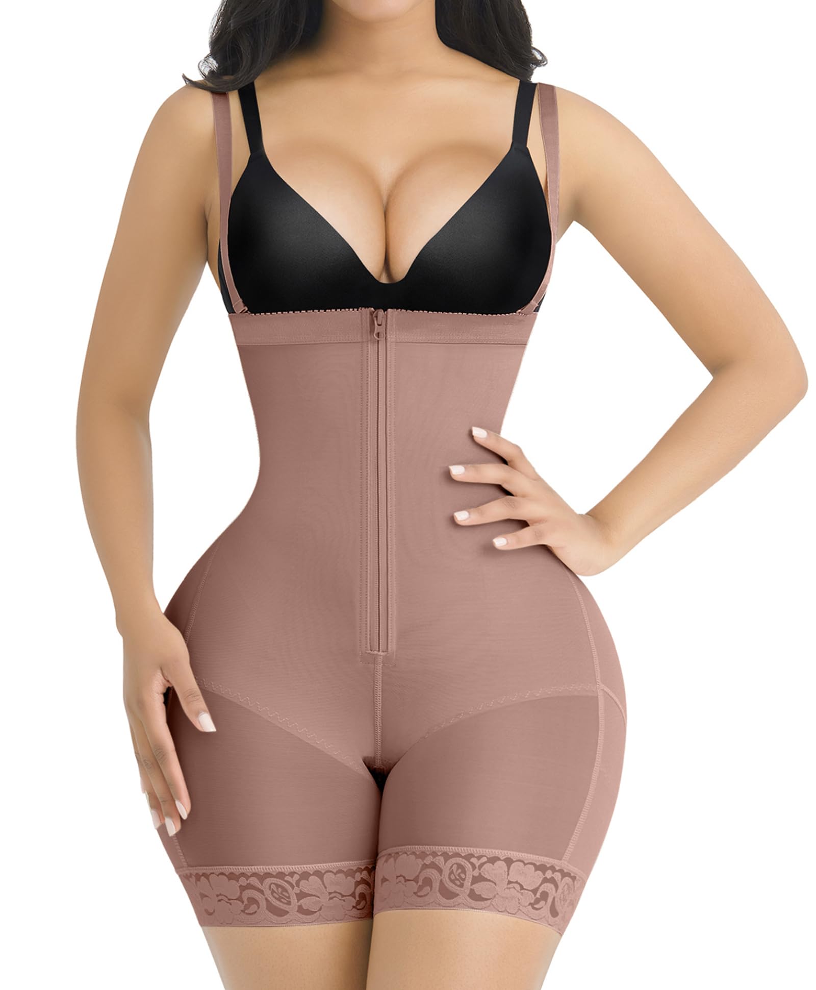 SHAPELLX Fajas Colombianas Shapewear for Women Tummy Control Plus Size Postpartum Body Shaper Butt Lifting Bodysuit