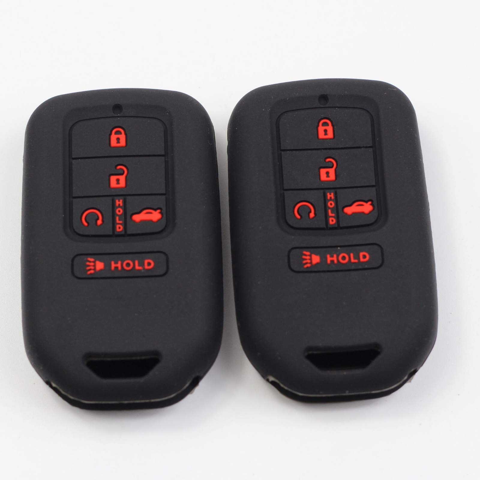 2pcs 5 Buttons Black Silicone Smart Key Fob Cover Case Skin Protector Bag Compatible with 2015 2016 2017 2018 2019 Honda Civic Accord Pilot CR-V CRV Key Remote A2C81642600