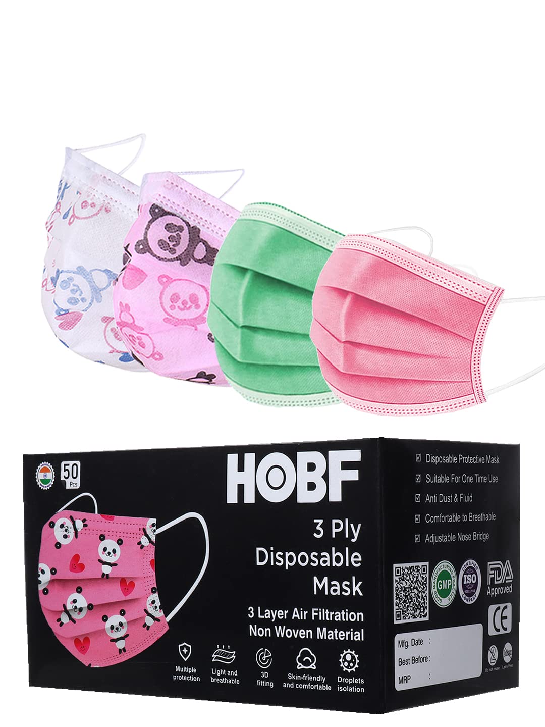 hobf Surgical Mask Pack containing surgical masks 3 layer 100 pieces/pack of 100 / pack of 50 / black surgical mask pack of 100 & 200 - surgical mask for kids FGK100-GR,PK,Pr,L.PK,Pr,O-WH (B0B4JYS3NH) Amazon Price History, Amazon Price Tracker
