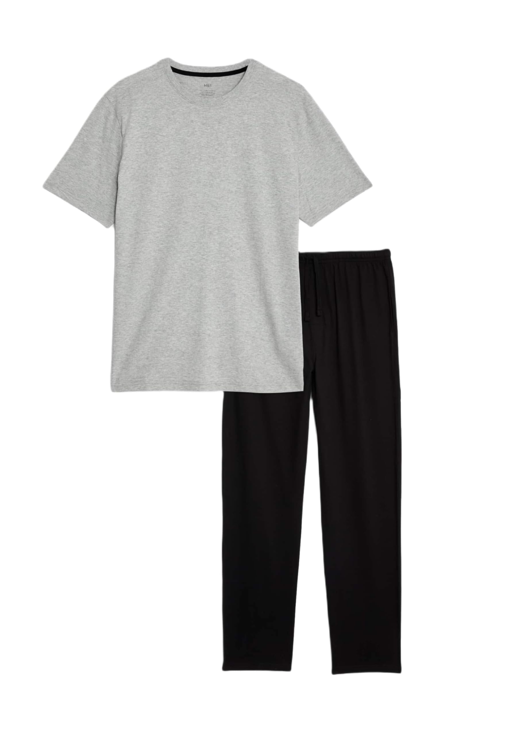Marks & Spencer Pyjama Homme en Pur Coton, Coupe Standard, Taille à Cordon, avec Poches