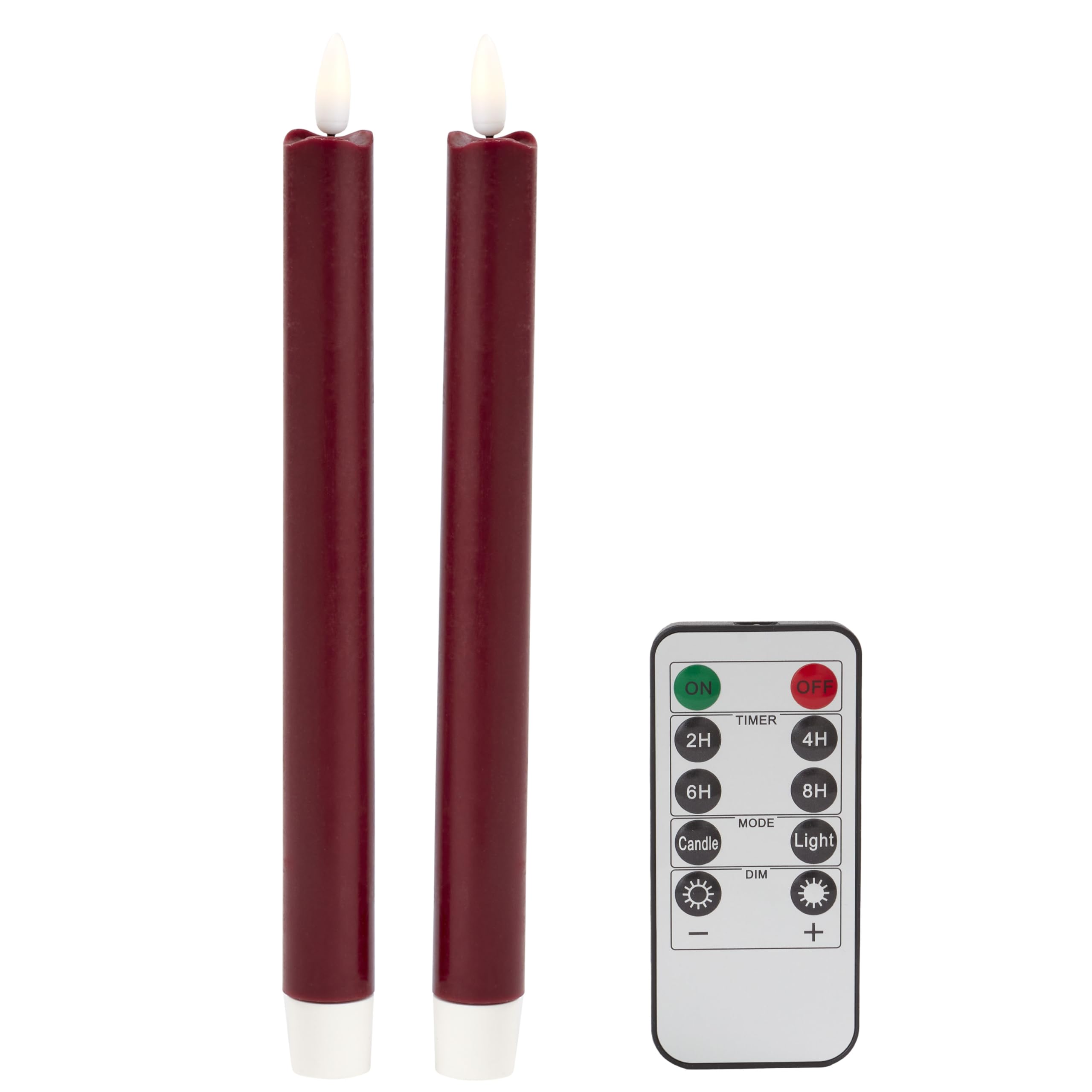 Addison Ross Real Wax LED Candles - Set of 2 - Ideal Room Decor - Fake Candles for Living Room - Perfect for Home Decoration - Remote Control & Batteries Included - Cherry