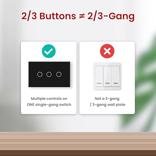 Miniatura 5 de Interruptor de luz inteligente 118X72X34MM, requiere cable neutro, WiFi de 2.4GHz, interruptor inteligente certificado FCC controlado por