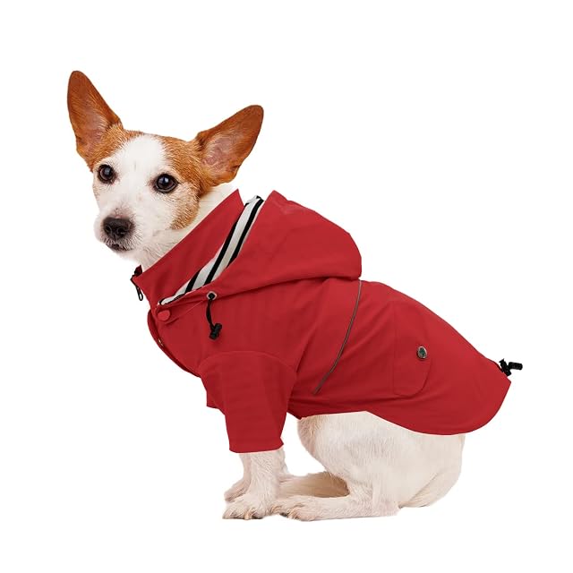 Foto 2 de 8 de Pethiy- Elegante Chubasquero para Perro,Impermeable Abrigo con Botones Reflectantes y Bolsillos