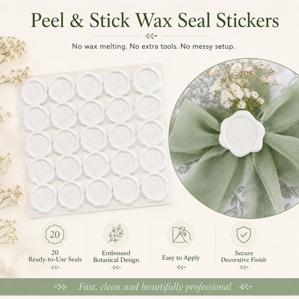 20 Set Wedding Invitation Kit, Eucalyptus Wedding Invite Accessories Kit