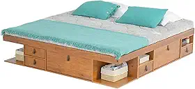 Cama King Size com Gavetas Bali Meu Móvel de Madeira - Nozes