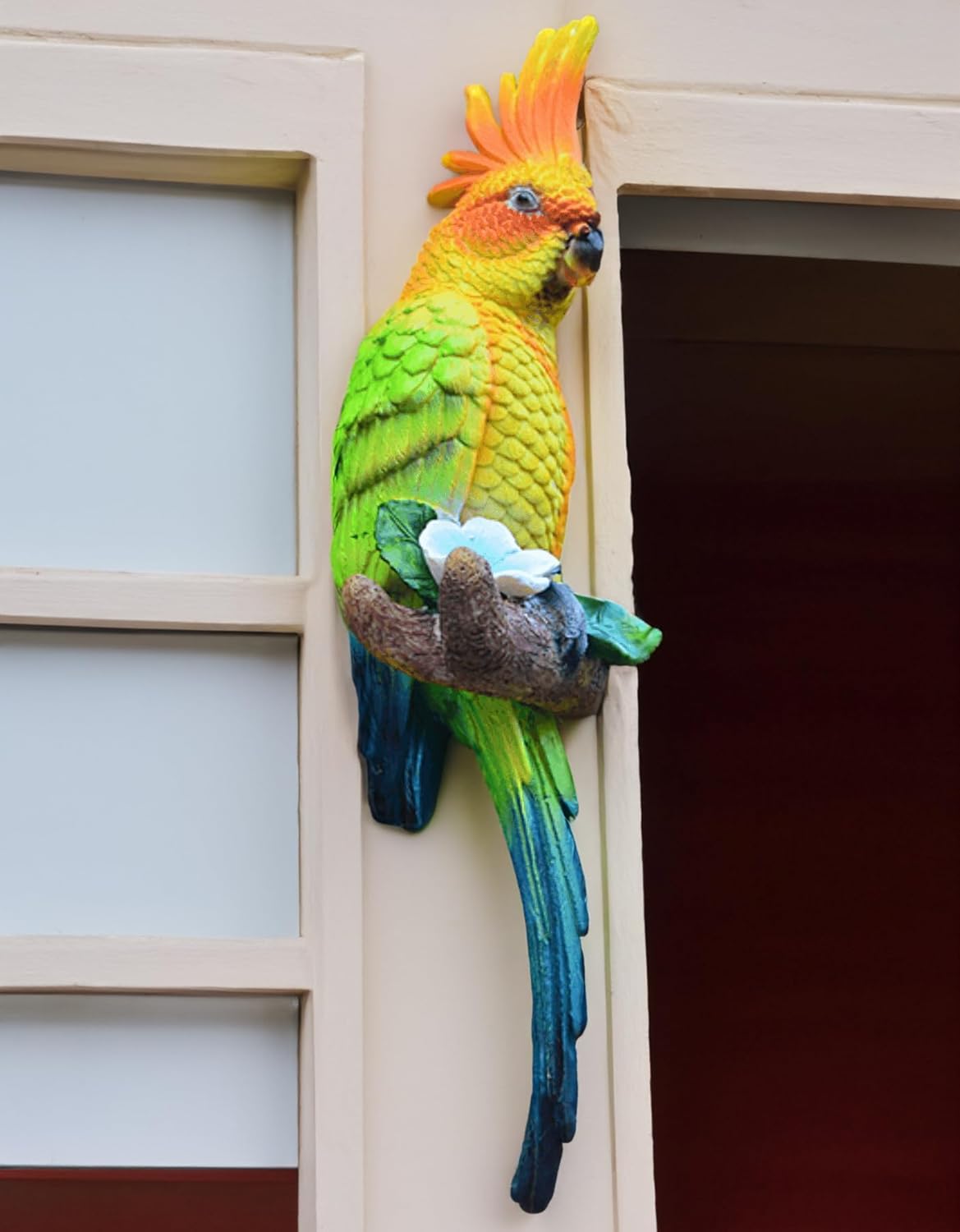 coolboy Hanging Parrot Decor,Tropical Real Resin Bird Figurines,Bird Statues,Parrot Sculpture Home Decor,Perfect for Yard Ornaments,Tree Decorations Outdoor,Patio,Lawn,Tree Trunk, Porch