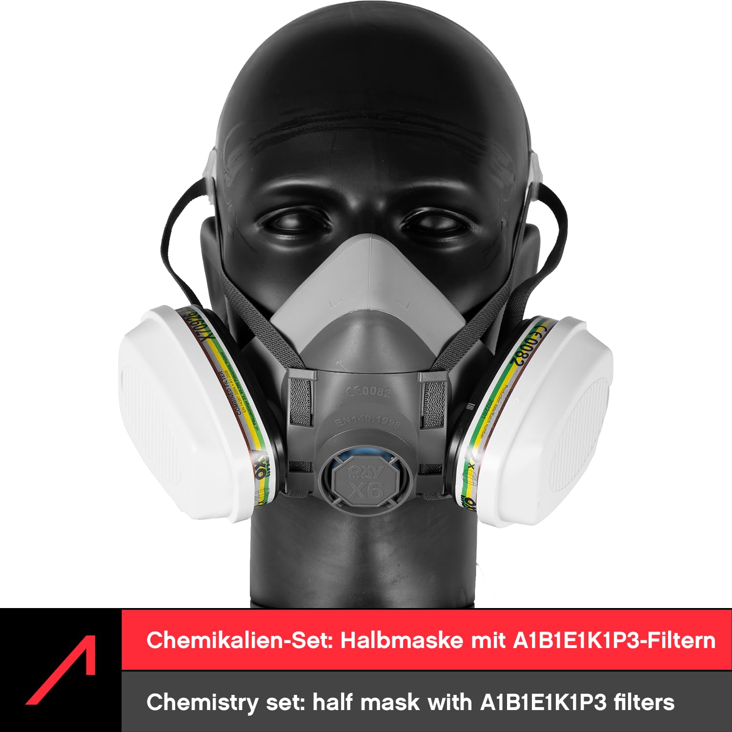 ACE Conjunto de protección respiratoria Máscara respiratoria con doble filtro - Media máscara contra polvo, partículas, gases y vapores