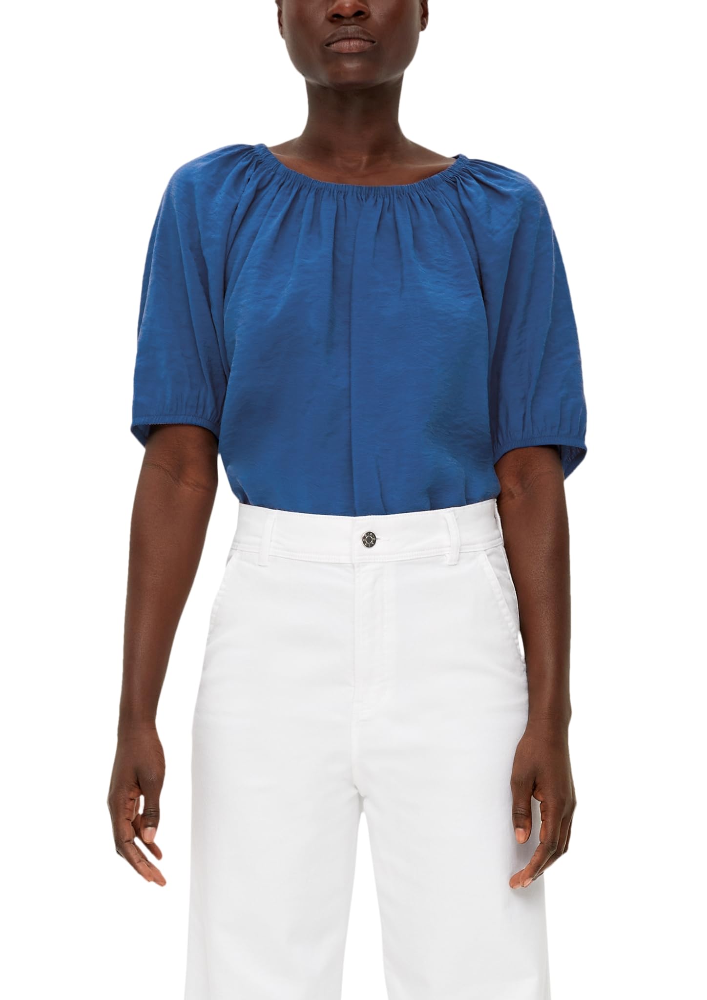 s.Oliver Women's Blouse Short Sleeve, Blue 5602, 14