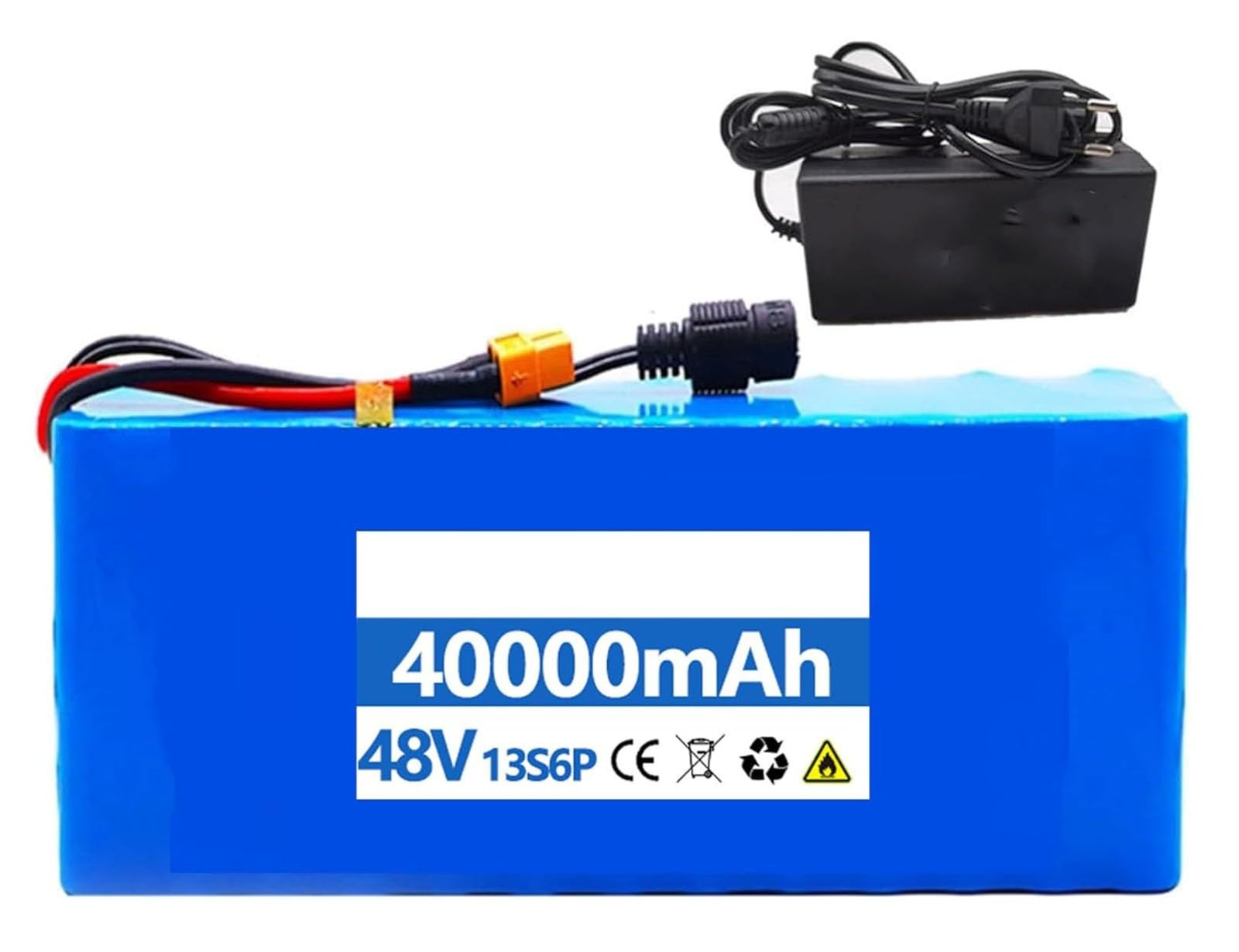 E-Bike Akku 60V 40Ah, Elektrofahrrad Batterie 60V 40Ah 16S6P Fahrrad Batterien Mit Ladegerät Eingebauter BMS E-Bike Battery Für 200W ~1200W Motor