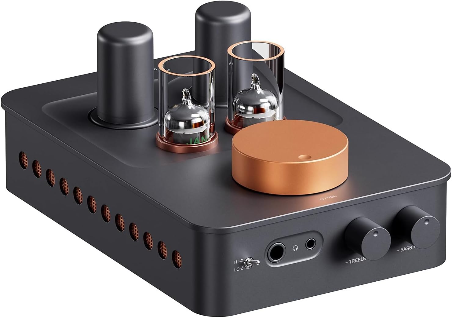 Tube Headphone Amp Preamp, High-Fidelity Class A Tube Amplifier, w/Tone Control, Vacuum 5654W*2 and 6AC7*2, 3.5mm & 6.35mm Jacks, for Audio (B)