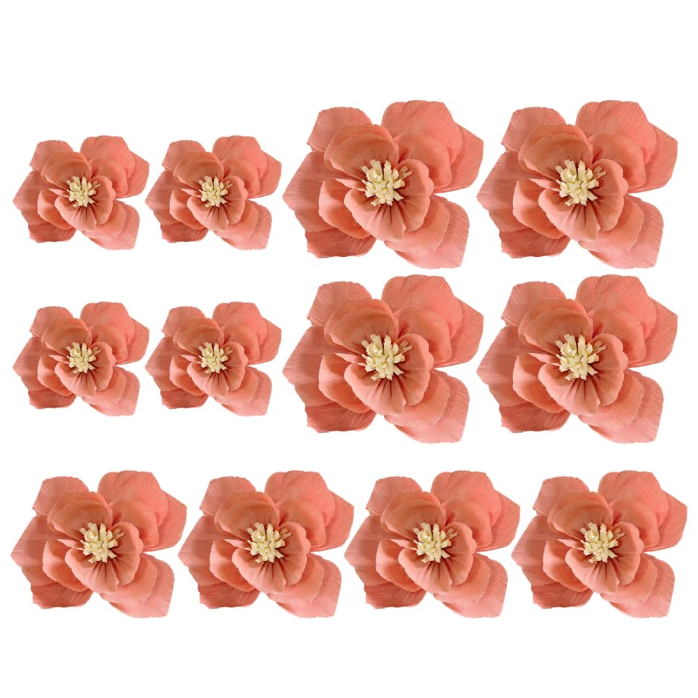 3D Paper Flower Pom Poms for Wedding Backdrop, Home Hanging Decor 12Pcs