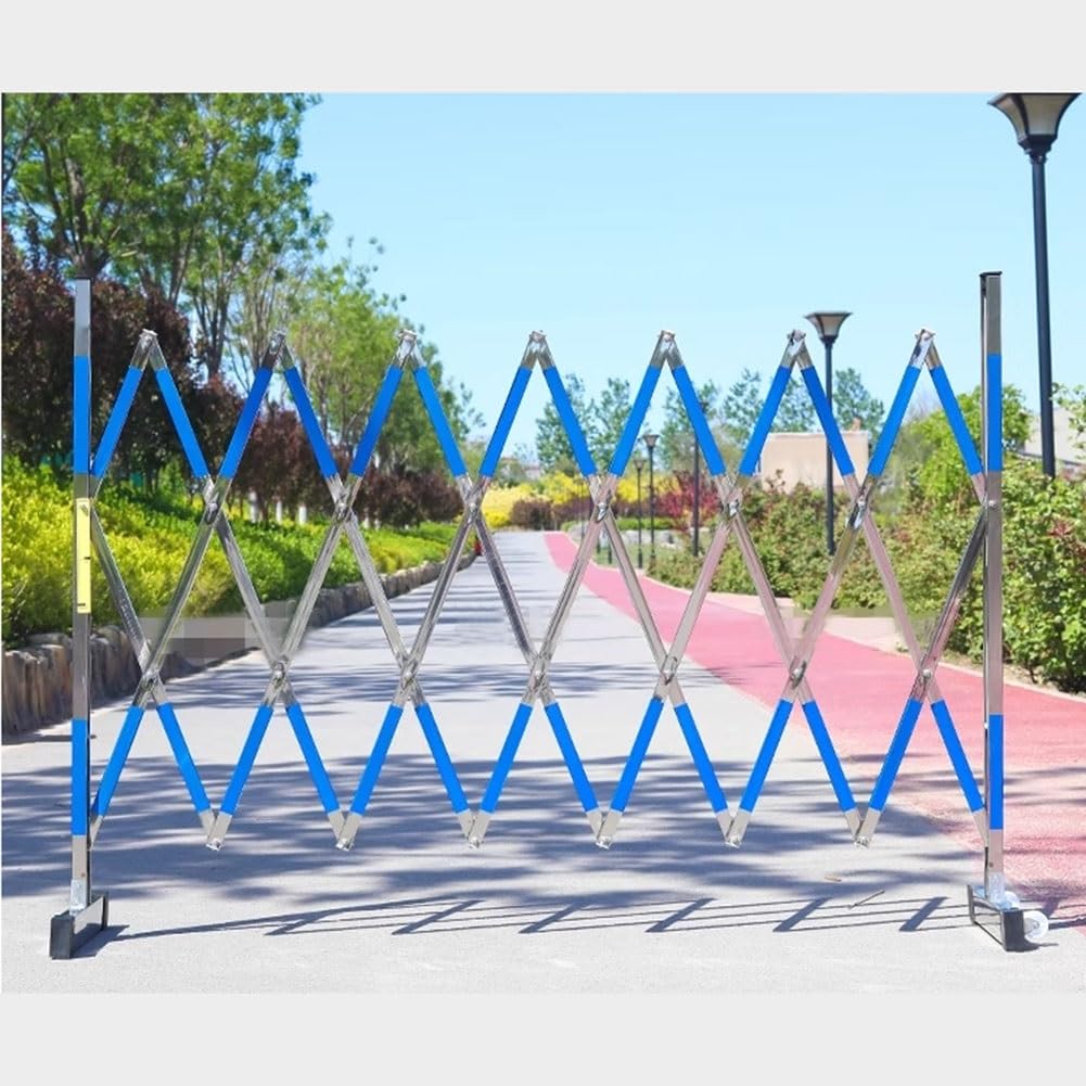 WQPMNYG Security Barrier,Expandable Metal Barricade for Outdoor Traffic Control, Retractable Crowd Barrier Gate, Flexible Safety Fence for Site & Road Use (Blue, 1.5x5m / 4.9x16.4ft)