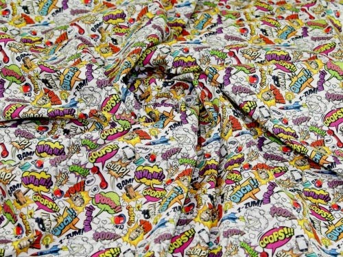 Tela de algodón 100% Superhéroes blancos - Se vende por metro