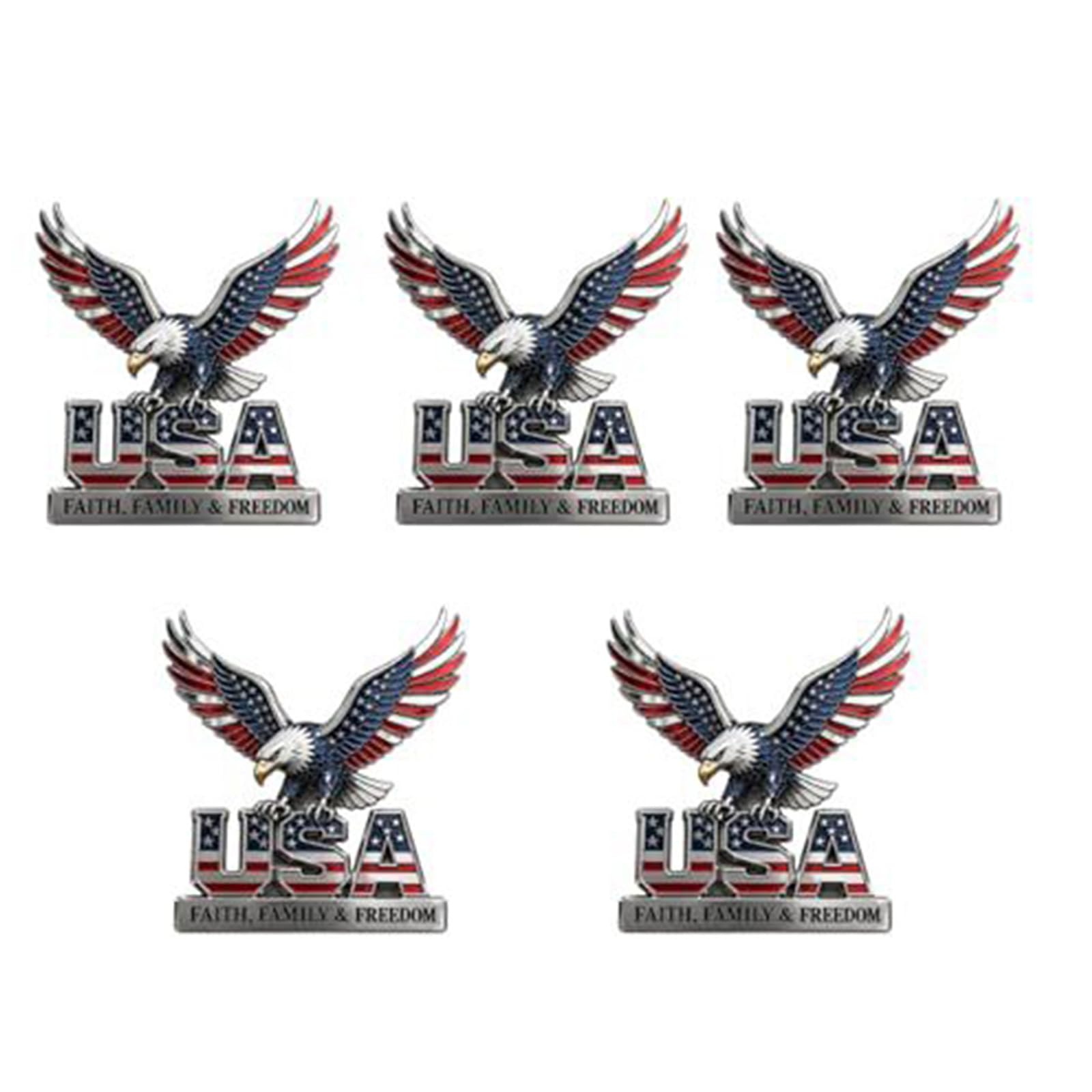 carotoe Patriotic Metal Badge for Vehicle Decor, Raised Red White and Blue Detail, 3.54 in Metal Accent for Display Areas and Apparel