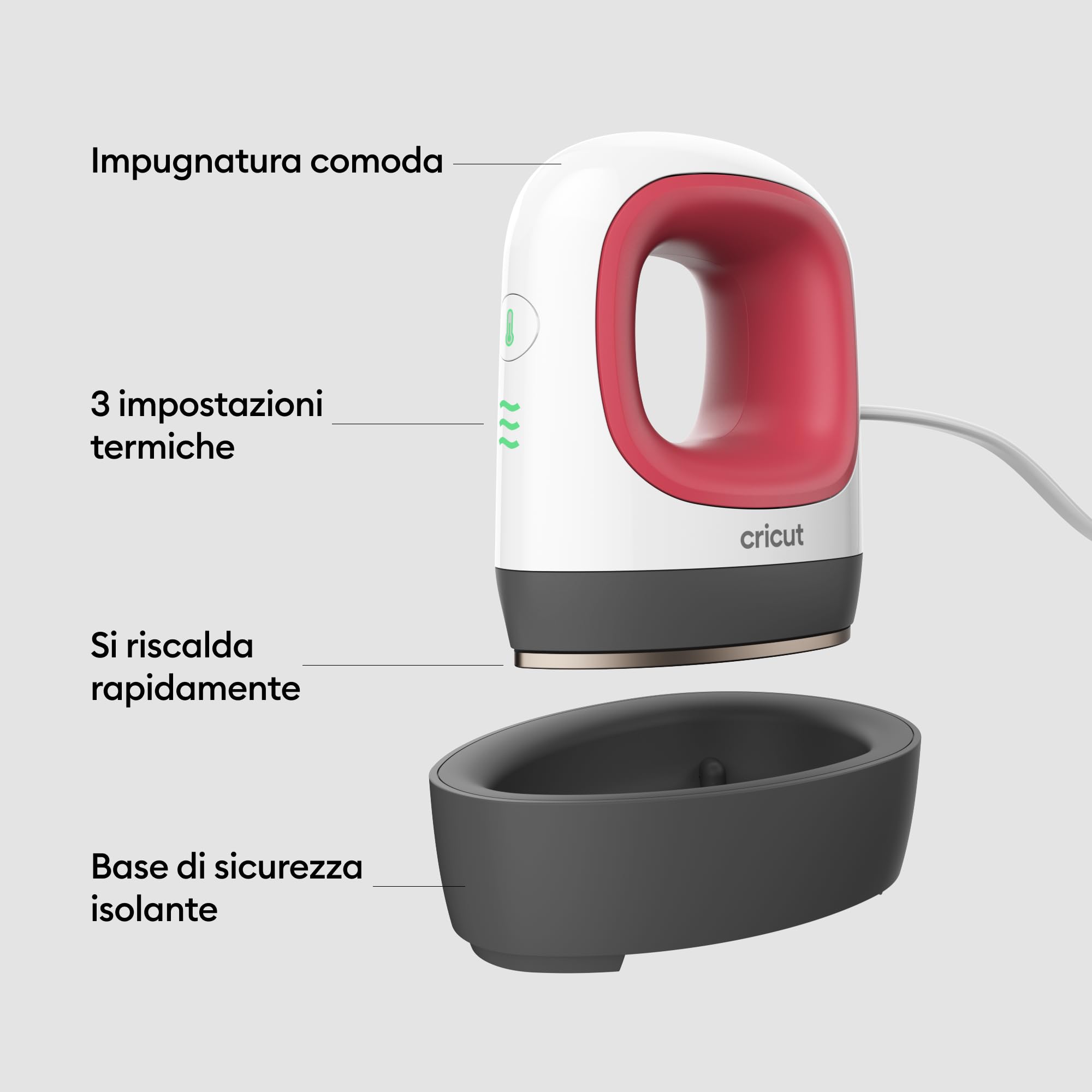Cricut EasyPress Mini | Pressa termica compatta per termoadesivo in vinile (HTV), Inchiostro infusibile e sublimazione | Raspberry | 2026