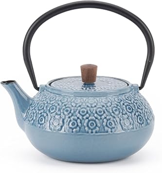 Minimal Enamelled Cast Iron Teapot - 600ml, Sakura, Blue