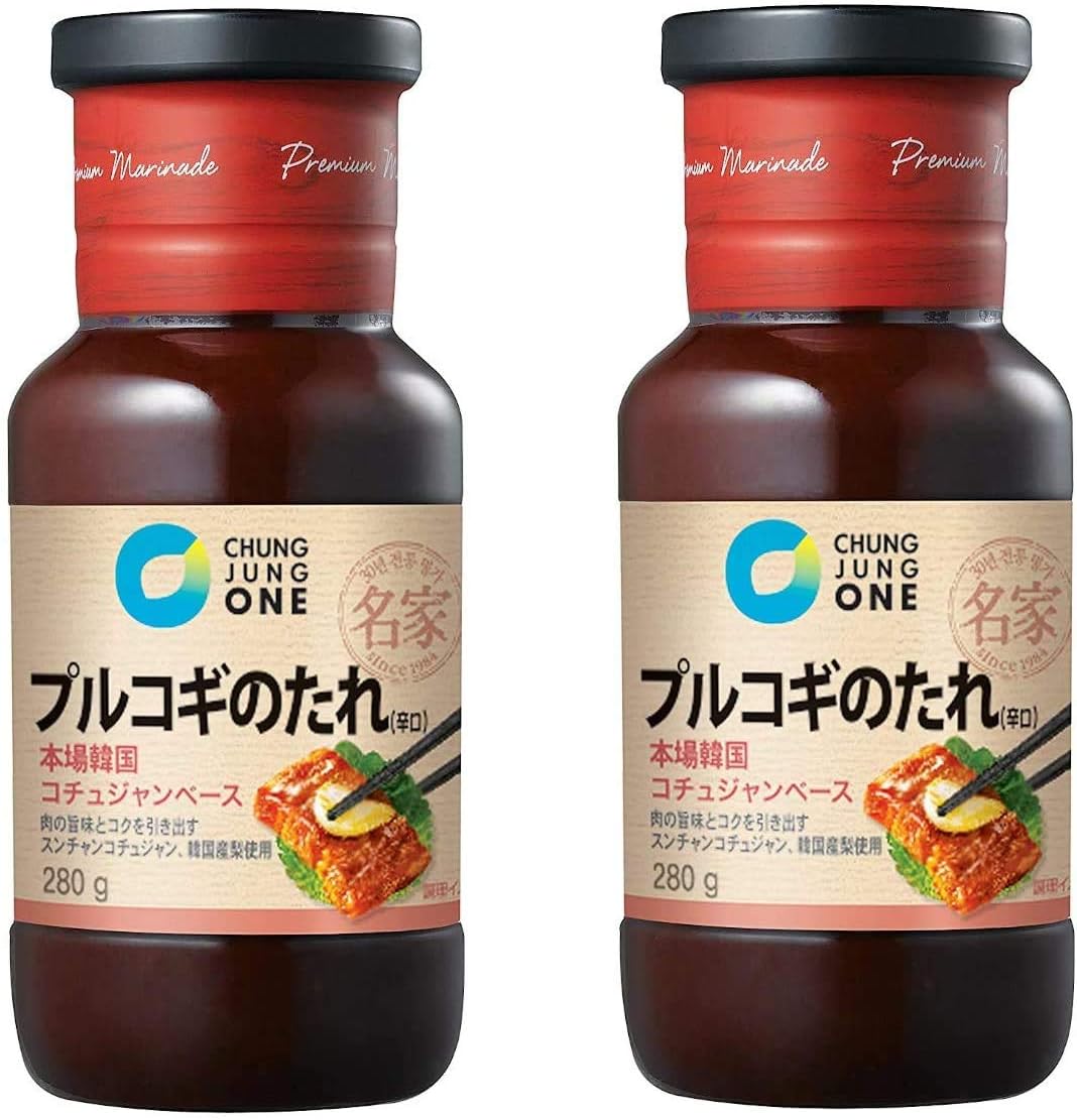 Amazon プルコギ プルコギのたれ プルコギのタレ 辛口 ２個セット プルコギ鍋 韓国料理 韓国食品 焼肉のたれ コチュジャン 野菜炒め 炒飯の素 Chung Jung One 食品 飲料 お酒 通販