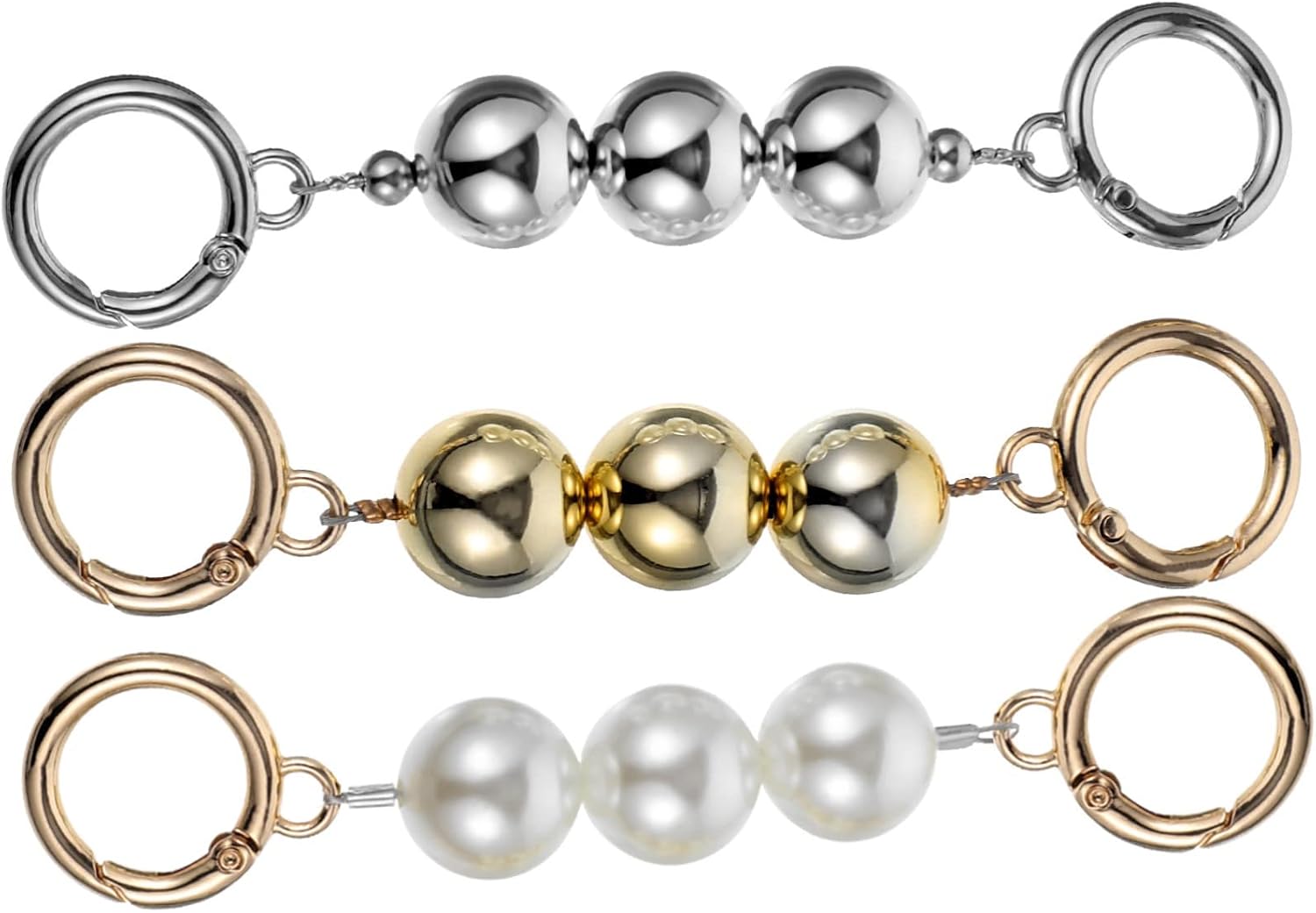 Pearl Bag Chain Strap for Large Bags, 3pcs Round Replacement