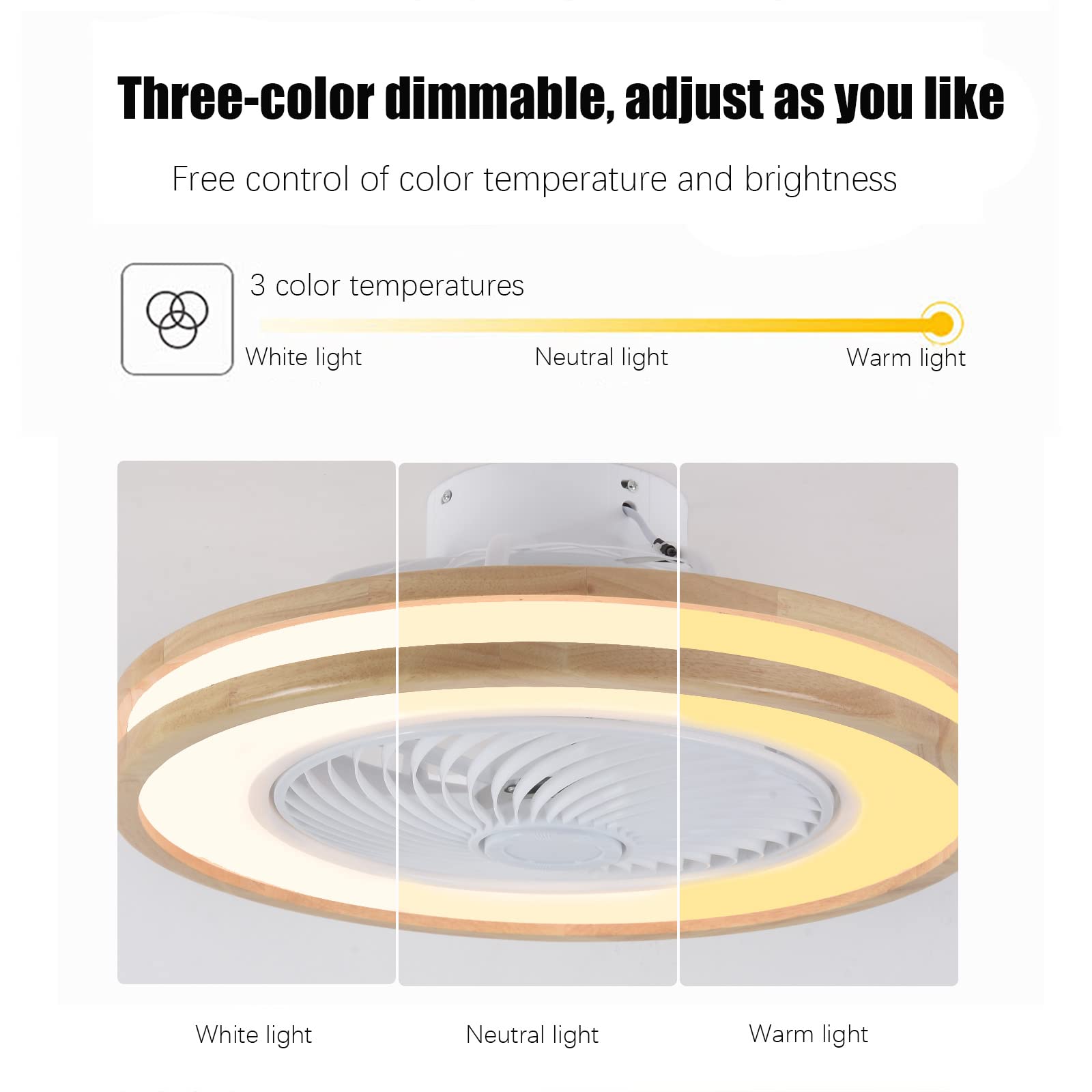 YUNZI Chambre Reversible Ventilateur De Plafond avec Telecommande Silencieux 6 Vitesses Dimmable LED Plafonnier Ventilateur avec Minuterie Moderne Salon Ventilateur De Plafond avec Lumiere,Noir
