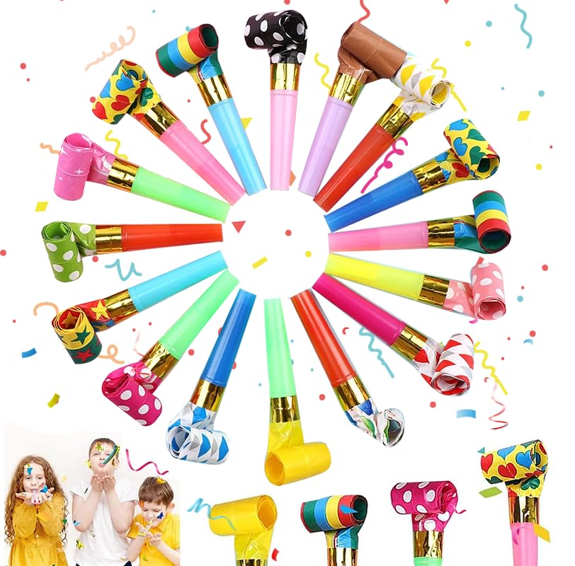 TenaLucy 30 Piezas Silbato de Fiesta,Silbidos en Color Silbatos Coloridos de Cumpleaños Infantiles Matasuegras Fiestas Silbatos de Plástico para Niños Cuerno de Carnaval para Niños