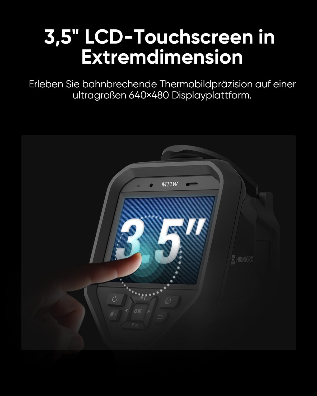 HIKMICRO M11W Professionelle 3,5”Touchscreen Wärmebildkamera 192 x144 IR Auflösung, 8MP Visuelles Sensormodul, Wi-Fi, 25 Hz, 2 Li-Ionen-Akkus, bis zu 12 Stunden Dauerbetrieb, 37.2°× 27.8°, -20°C~650°C