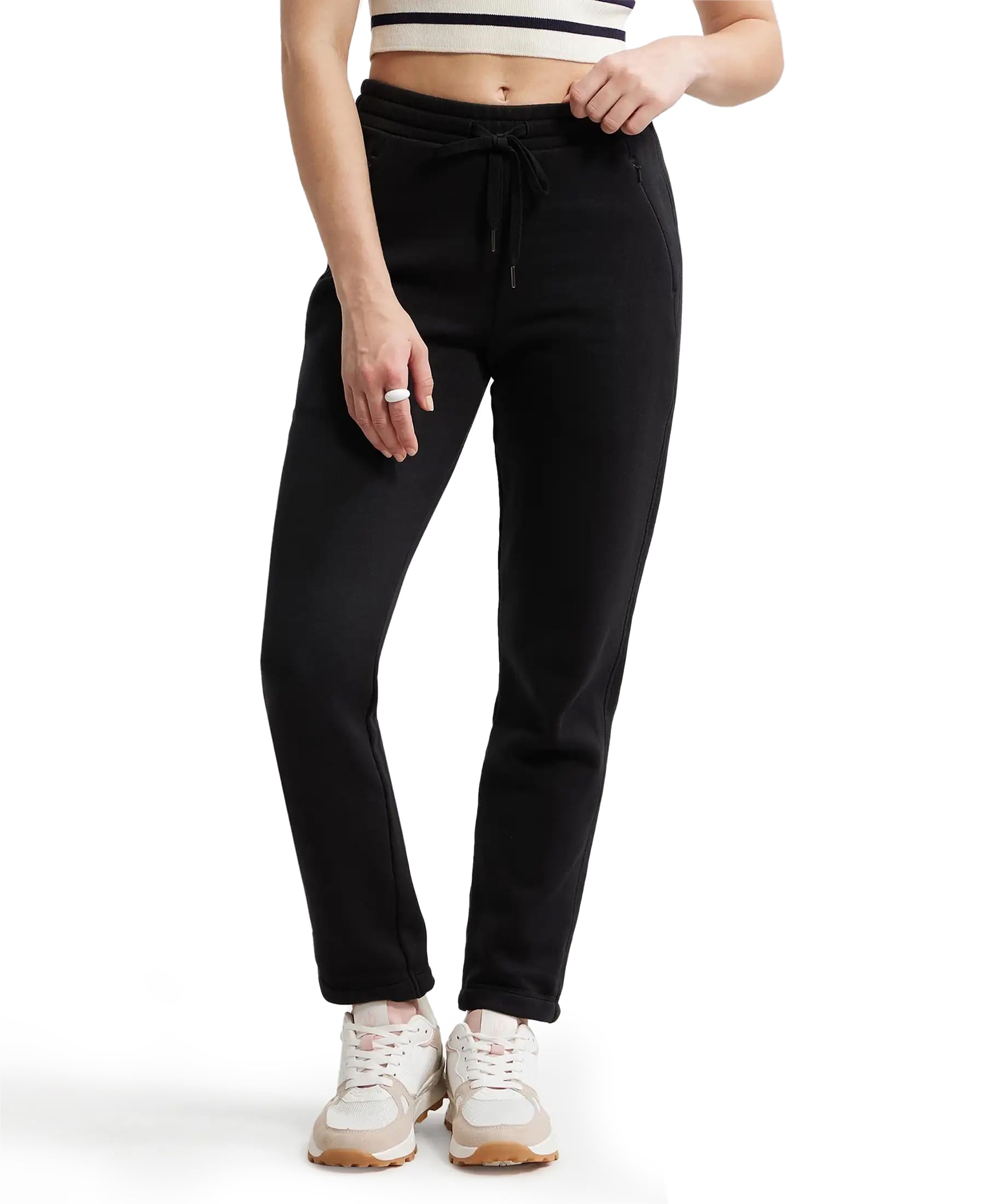 jockey U110 Women's Super Combed Cotton Rich Fleece Fabric Relaxed Fit Trackpants with Zipper Pockets-picture-50