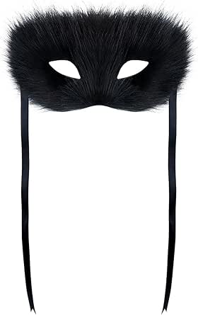 MioCloth Faux Fur Animal Mask Halloween Party Costume Cosplay Novelty Furry Face Fox Half Face Veil Eye Mask - View #12