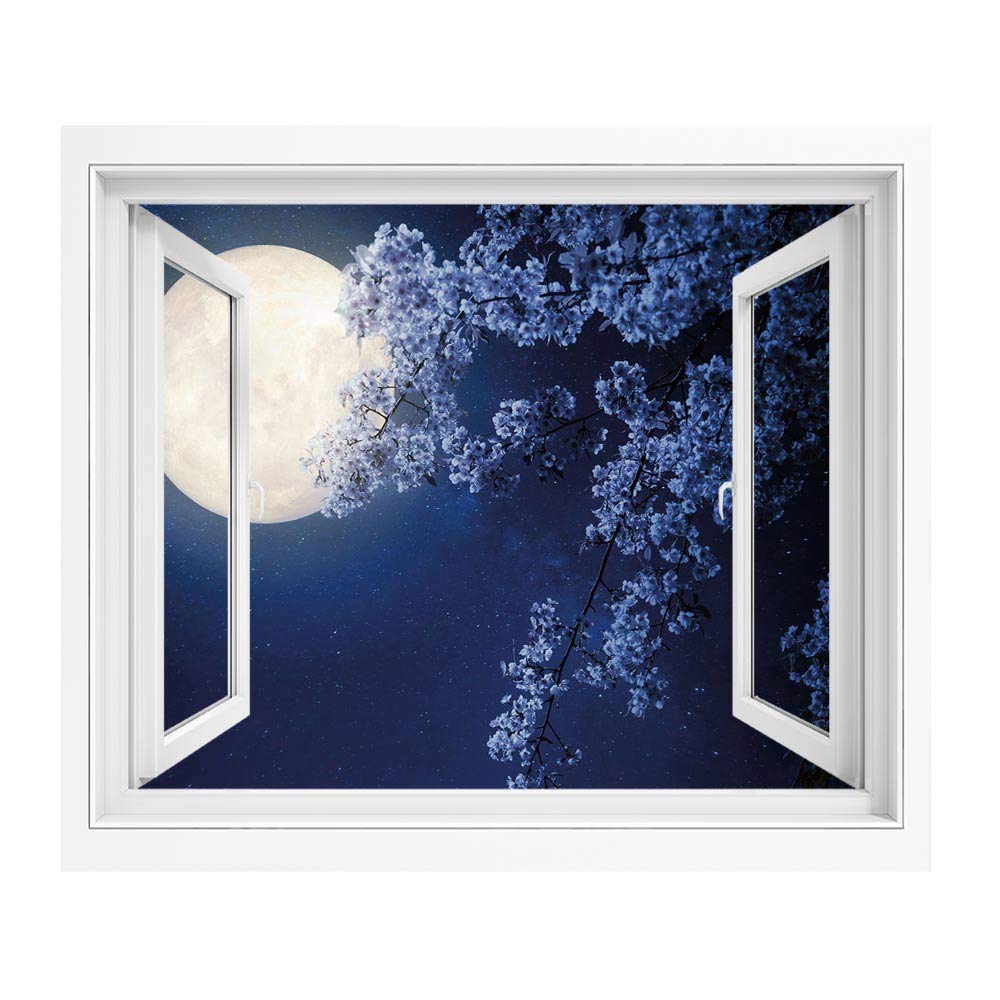 夜空/ポスター Amazon.co.jp: 夜空 PVC絵画風 壁紙ポスター 120x80 cm 満月桜
