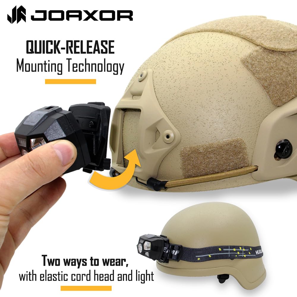 JOAXOR Tactical Helmet Light Flashlight,800 Lumen Ultra-Light Bright LED Rechargeable Helmet Light with White Red Light Waterproof Motion Sensor Head Lamp,5 Mode for Outdoor Camping Running Hiking