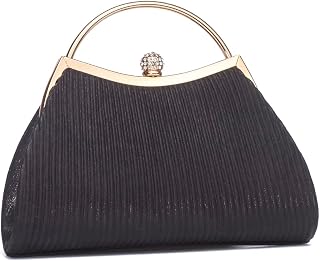 Tmore Sparkly Gold Evening Purse for Women with Detachable Chain Strap - Clutch Bag for Wedding Party Prom (8.5x2.5x5.5")