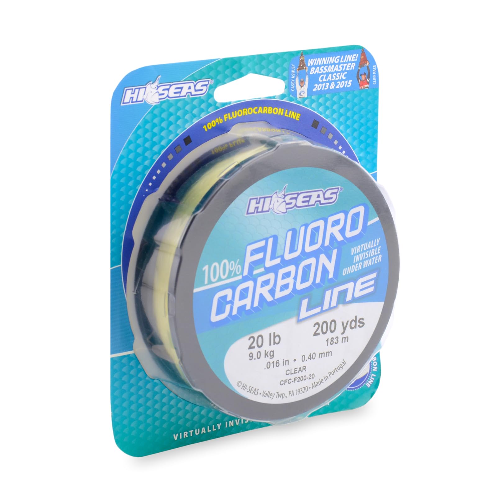 HI-SEAS 100% Fluorocarbon Fishing Line Line, 20 lb Test, Clear, 200 yd