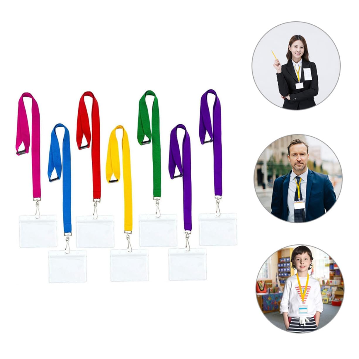 NUOBESTY 3 Set Cordino Con Portabadge Portacarte Portatessere Custodie Trasparenti Per Carte Porta Della Carta Da Copertine Per Carte Antigraffio Buste Porta Carte Metallo 7 Pezzi * 3