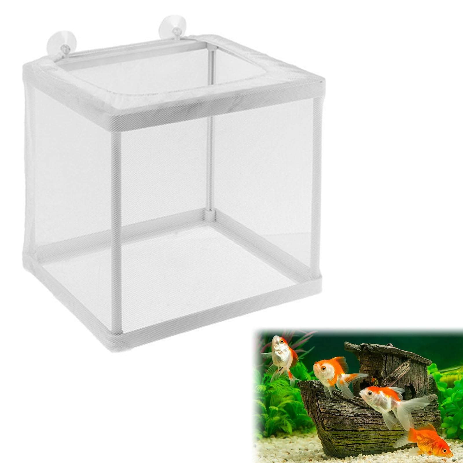 Boîte D'Élevage De Poissons, Filet D'Élevage Aquarium, Boîte D'isolation pour Aquarium, avec 4 Ventouses, Incubateur de Poissons D'aquarium pour Poisson Réservoir, 16 * 14 * 15CM