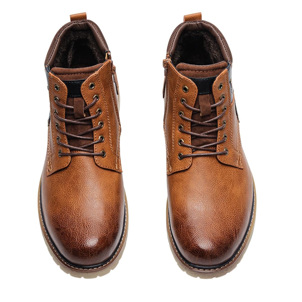 Harssidanzar Bottes de combat pour homme,à lacets style motard chaudes pour temps froid KM317EU