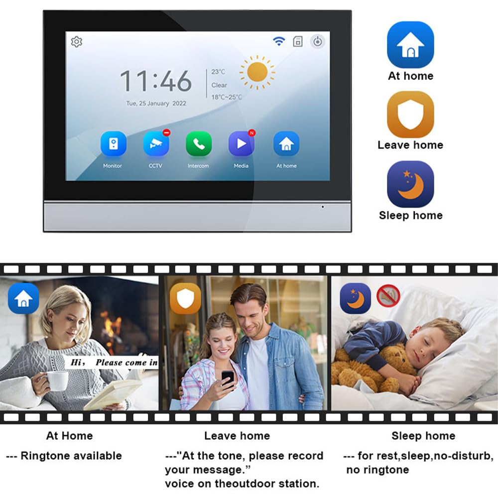 Bezprzewodowa kamera do drzwi 1080p z monitorem TY WiFi, 10 cali, duży ekran dotykowy, wideodomofon, dwukierunkowy domofon, elektroniczna funkcja ramki, 8 języków