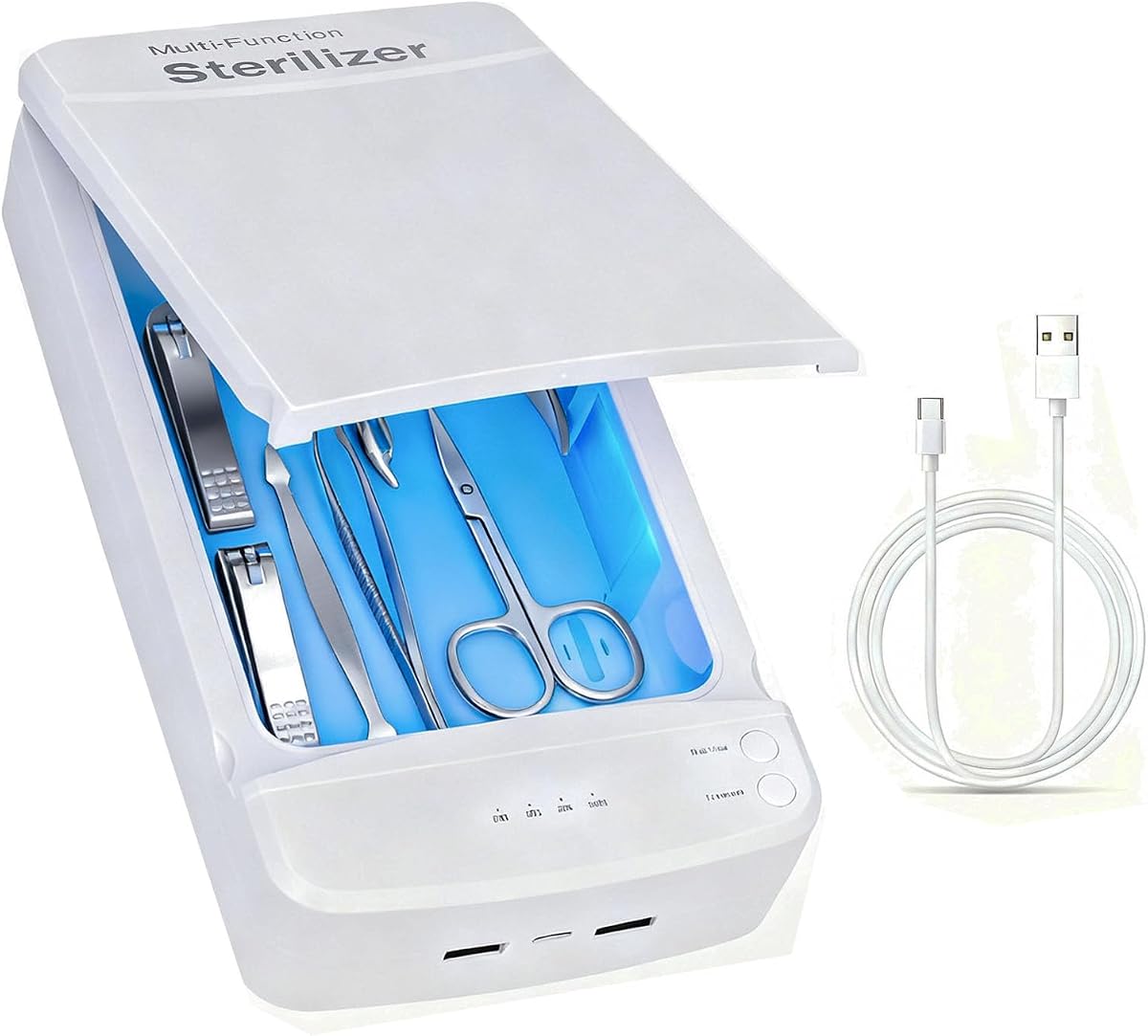Nail Tool Sterilizer Box, ALLGLAM USB Portable Sterilizing Box for Nail Manicure Tools, Beauty Tweezers, Tattoo,Mobile Phone Cleaning (White)