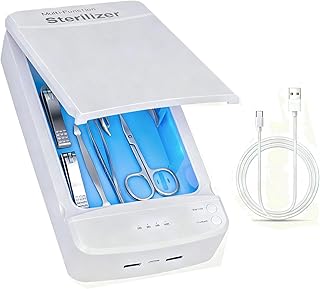 Nail Tool Sterilizer Box, ALLGLAM USB Portable Sterilizing Box for Nail Manicure Tools, Beauty Tweezers, Tattoo,Mobile Phone Cleaning (White)