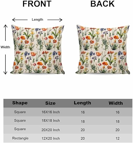 Miniatura 6 de Pack of 2 Cotton Throw Pillow Covers, Leaves Flowers Bud Soft Square Pillow Covers Home Decoration Pillowcases for Living Room Bedroom Couch Bed