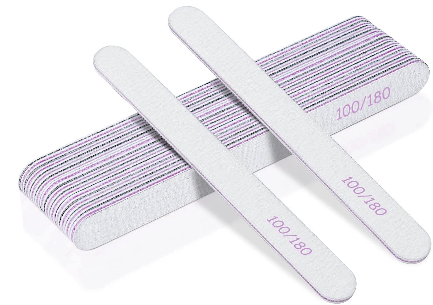 Premify 8pcs Nail File Set, Professional Washable Double-Sided 100/180 Grit Nail Files, Emery Board Manicure Tools For Shining Nails, Shape Your Nails with Smooth Edges