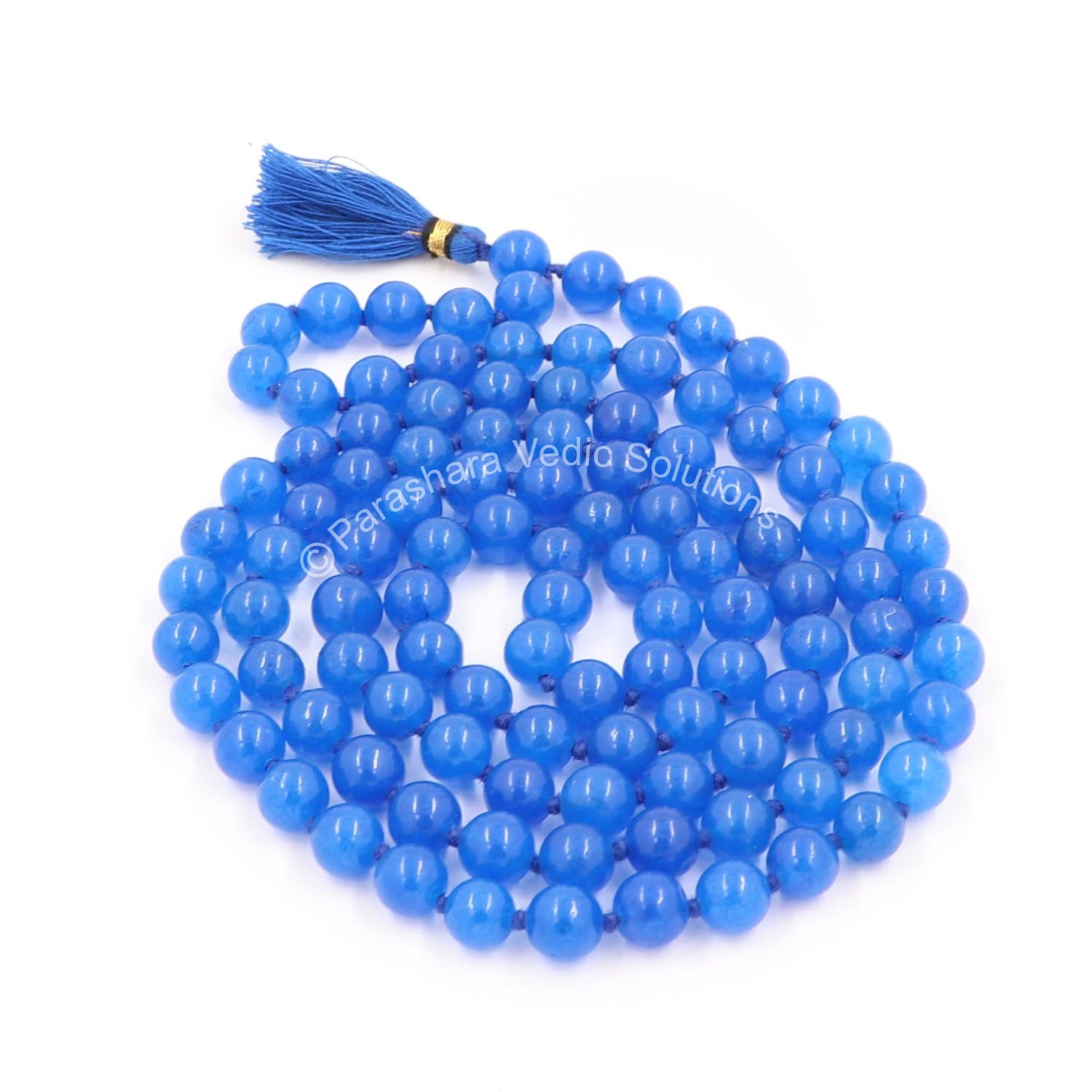 Unisex Adult Certified Blue Hakik Mala - Blue Agate Stone, 108+1 Beads (Size: 6Mm, Length: 30 Inches)-image-3